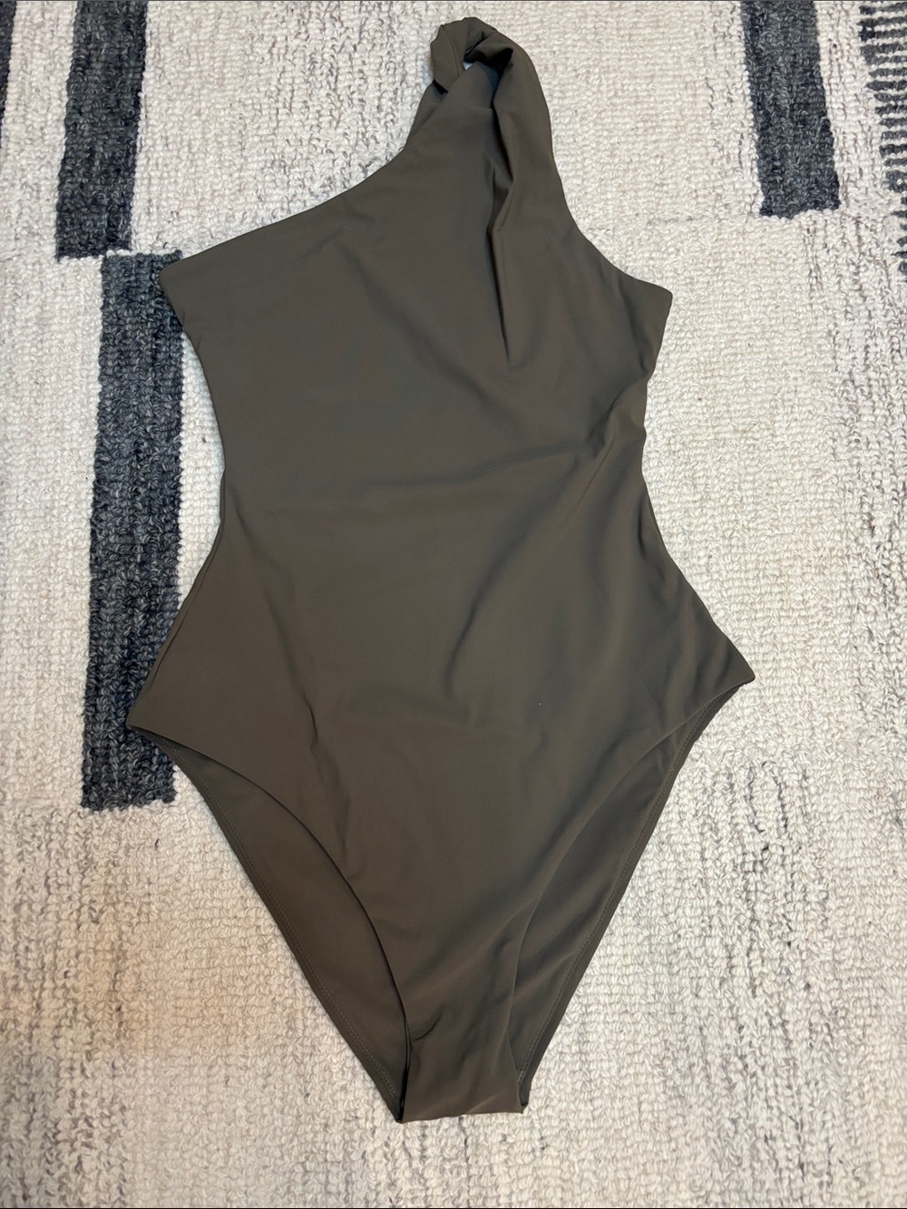 Toteme One-Shoulder Olive Green One-Piece Swimsuit